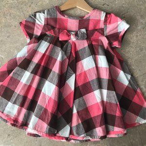 Handmade Cotton Caro Pink Dress For Girl